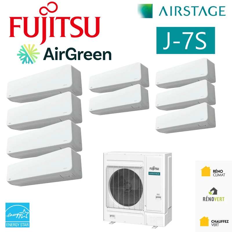 FUJITSU AIRSTAGE J-7S Mini-VRF R32 | 36000 BTU - 9 Têtes