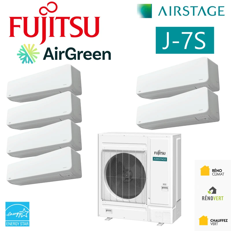 FUJITSU AIRSTAGE J-7S Mini-VRF R32 | 36000 BTU - 6 Têtes