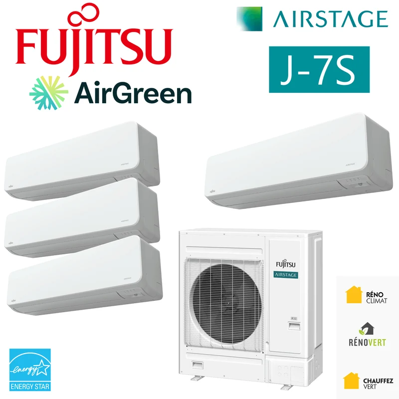 FUJITSU AIRSTAGE J-7S VRF R32 | 48000 BTU - 4 Unités Intérieures