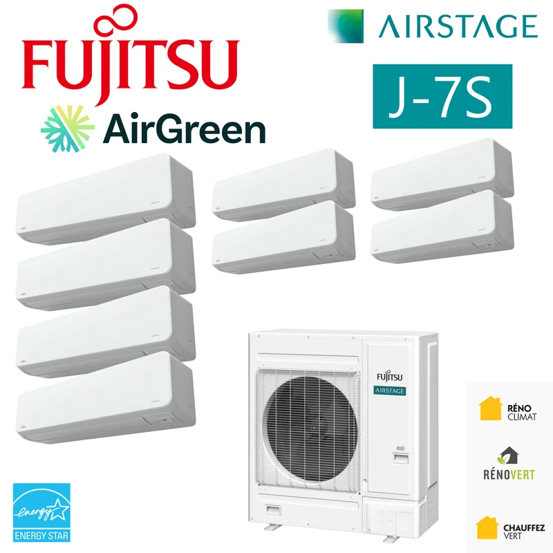 FUJITSU AIRSTAGE J-7S VRF R32 | 48000 BTU - 8 Unités Intérieures