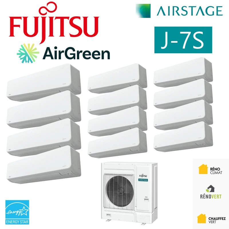 FUJITSU AIRSTAGE J-7S VRF R32 | 48000 BTU - 12 Unités Intérieures