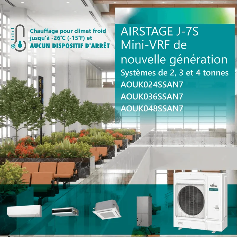 FUJITSU AIRSTAGE J-7S VRF R32 | 48000 BTU - 11 Unités Intérieures