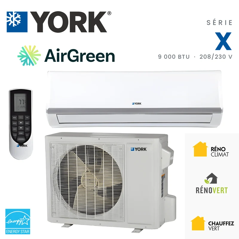 Mini Split YORK Série X 23 SEER | 9000 BTU 220V