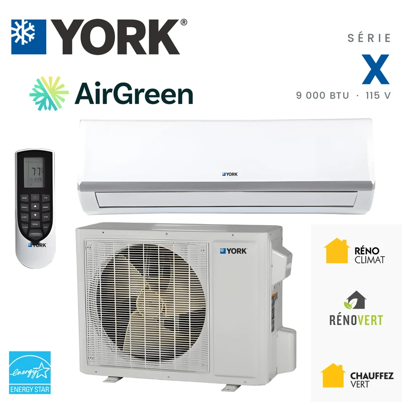 Mini Split YORK Série X 23 SEER | 9000 BTU 115V