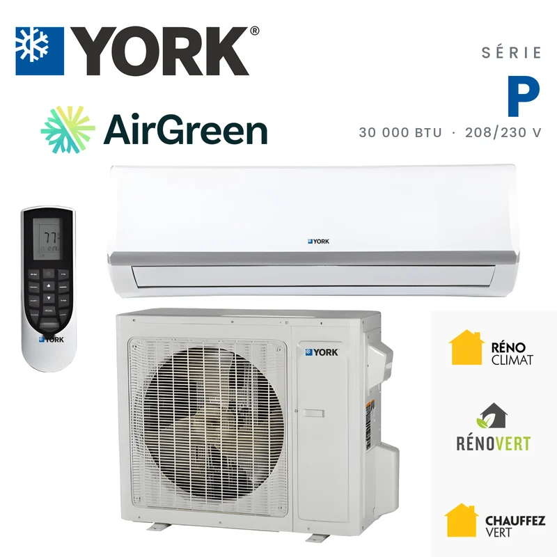 Thermopompe Murale YORK Série P 18 SEER | 30000 BTU