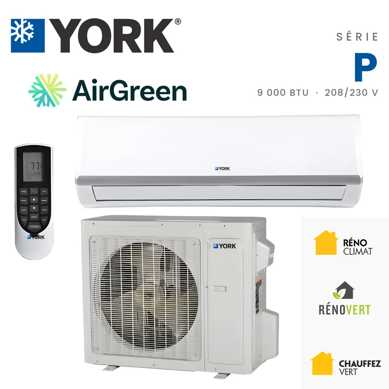 Thermopompe Murale YORK Série P 18 SEER | 9000 BTU 220V