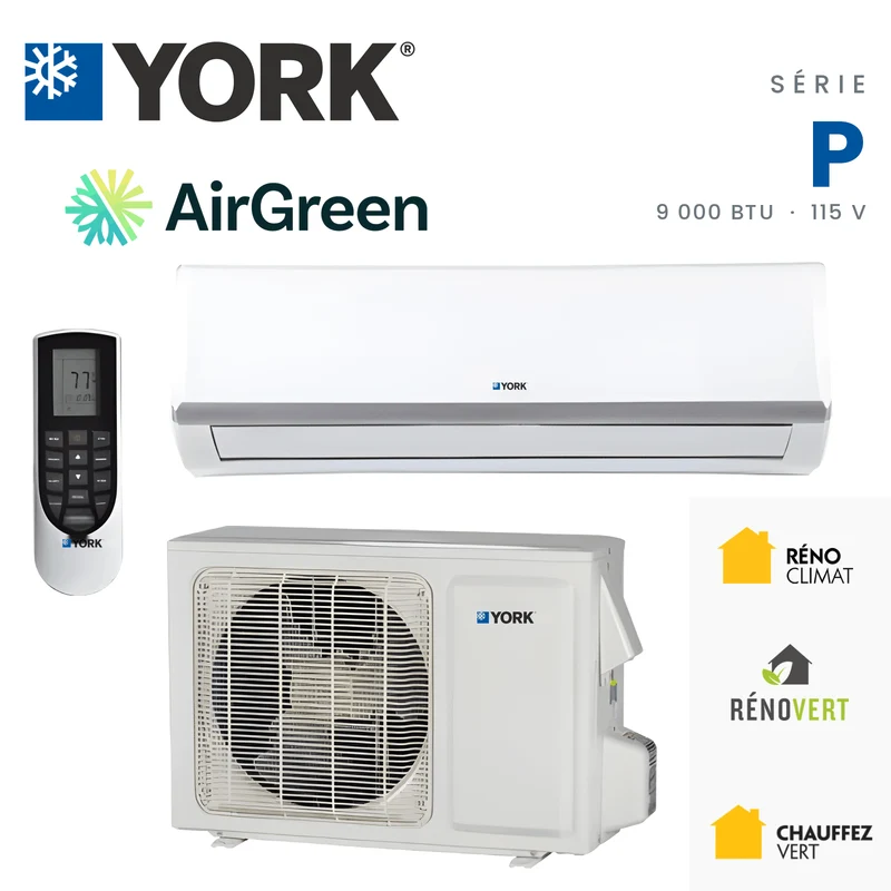 Thermopompe Murale YORK Série P 18 SEER | 9000 BTU 115V
