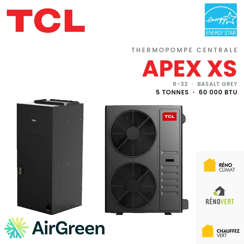Thermopompe Centrale TCL APEX XS (Noir) | 5 Tonnes - 60000 BTU