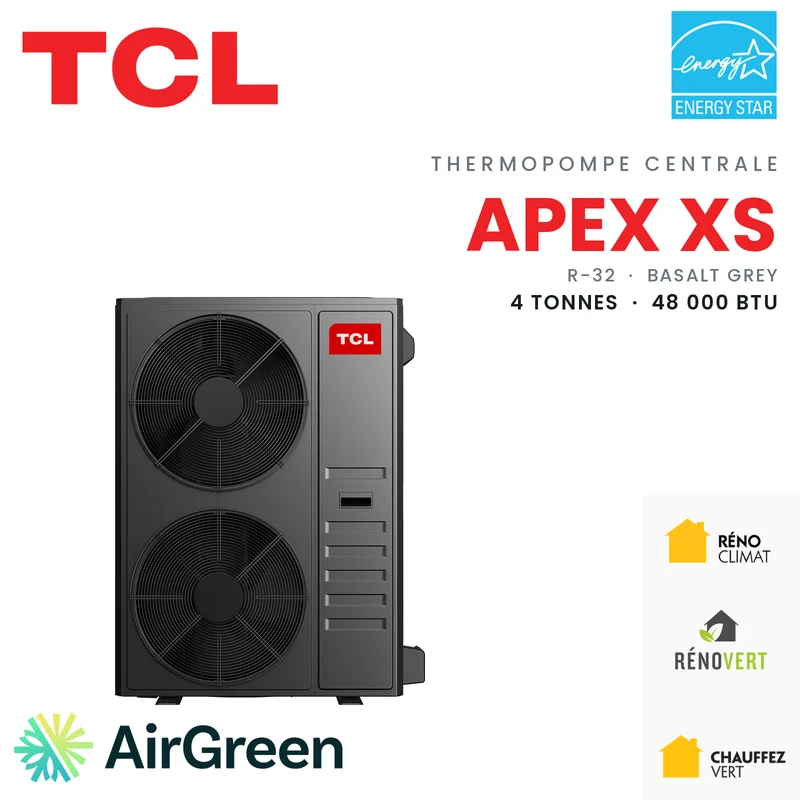Thermopompe Centrale TCL APEX XS (Noir) | 4 Tonnes - 48000 BTU