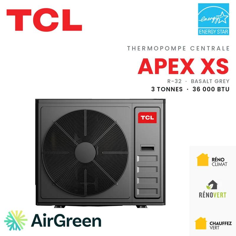 Thermopompe Centrale TCL APEX XS (Noir) | 3 Tonnes - 36000 BTU
