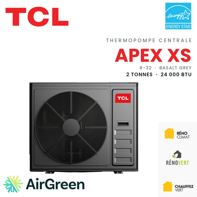 Thermopompe Centrale TCL APEX XS (Noir) | 2 Tonnes - 24000 BTU