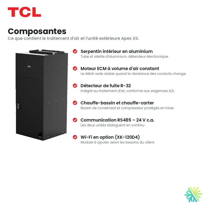 Thermopompe Centrale TCL APEX XS (Noir) | 2 Tonnes - 24000 BTU