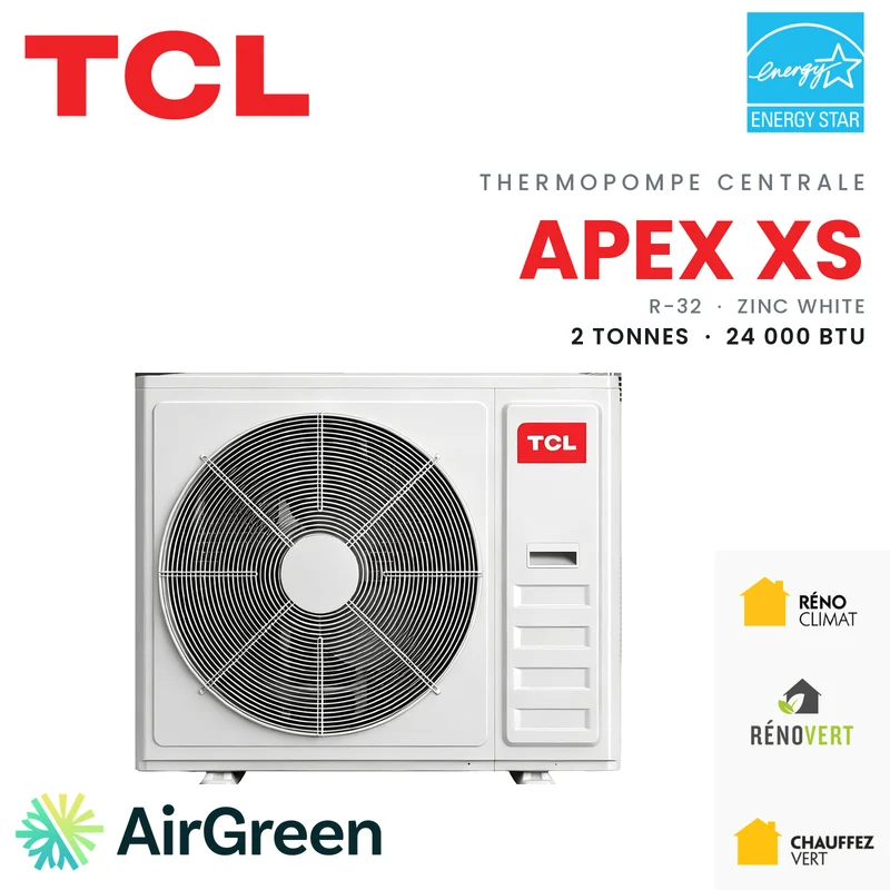 Thermopompe Centrale TCL APEX XS (Blanc) | 2 Tonnes - 24000 BTU