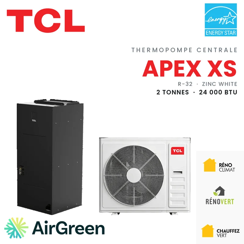 Thermopompe Centrale TCL APEX XS (Blanc) | 2 Tonnes - 24000 BTU