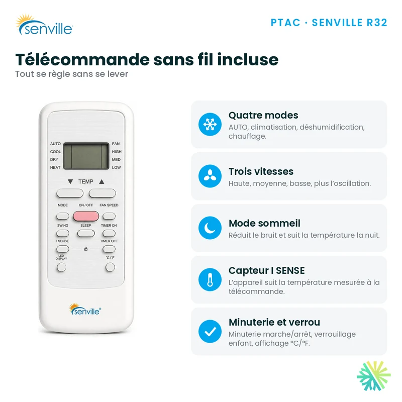 PTAC SENVILLE R32 | 9000 BTU | Montréal, Laval, Rive Sud
