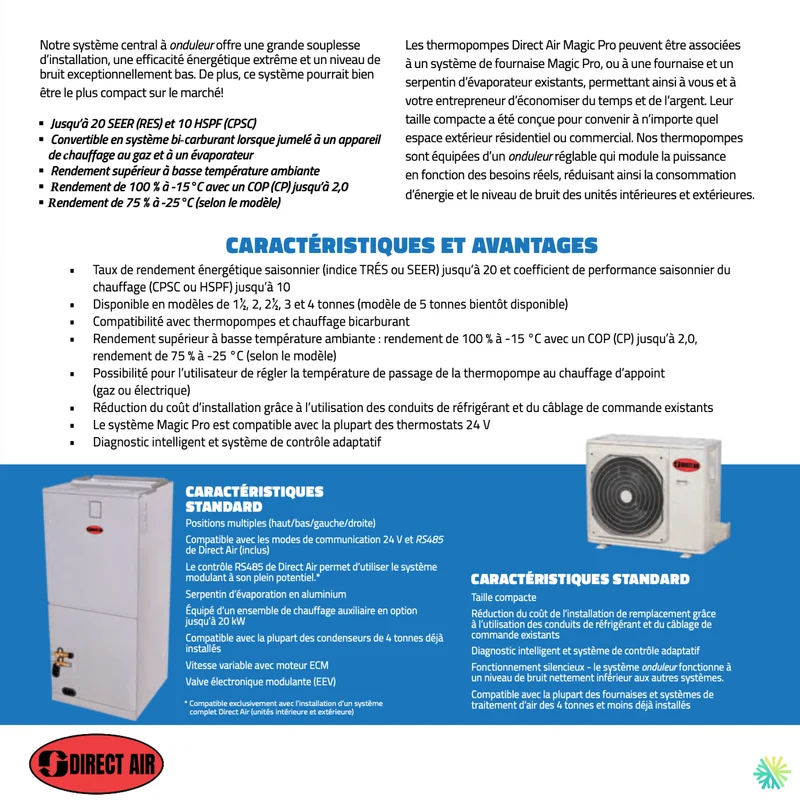 Thermopompe Centrale DIRECT AIR MAGIC PRO | 2.5 Tonnes