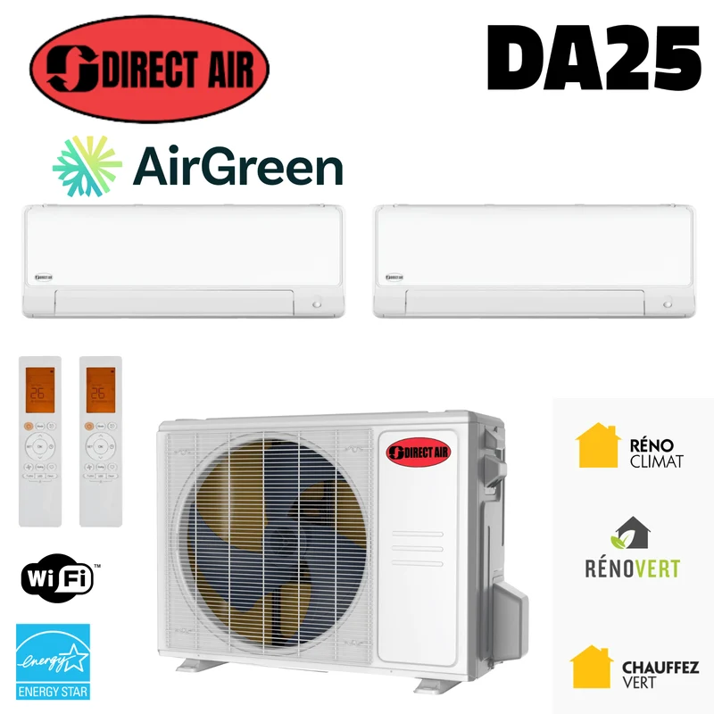 Thermopompe 2-Têtes DIRECT AIR DA25 (-25°C) | Ext : 18000 BTU