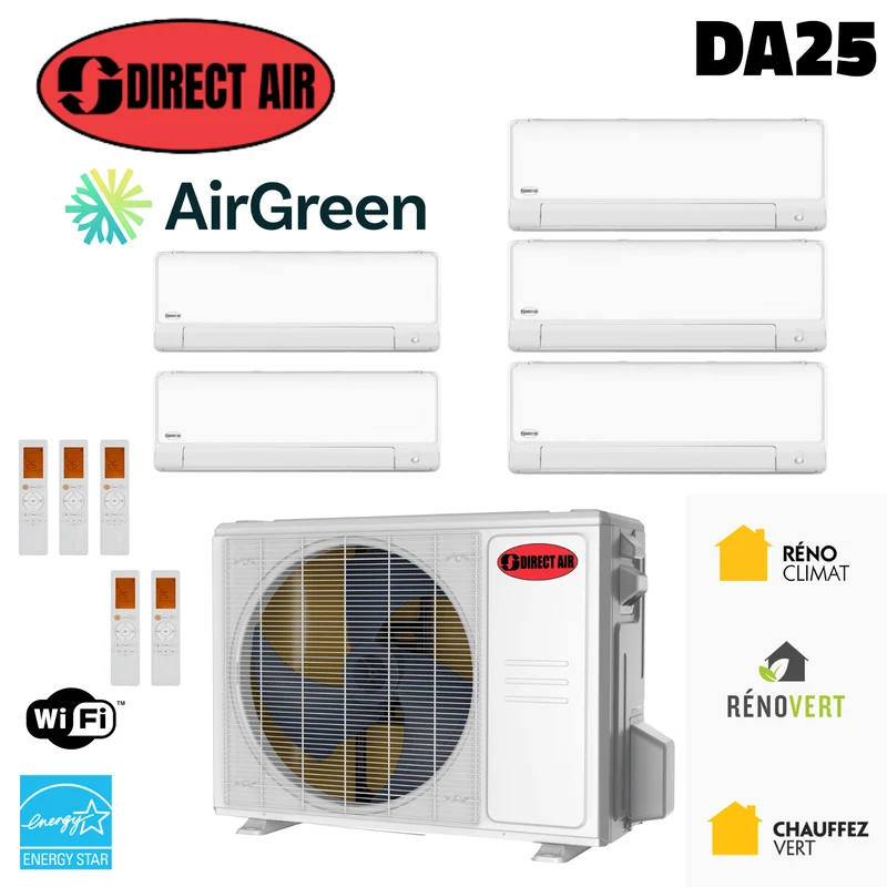 Thermopompe 5-Têtes DIRECT AIR DA25 (-25°C) | Ext : 48000 BTU