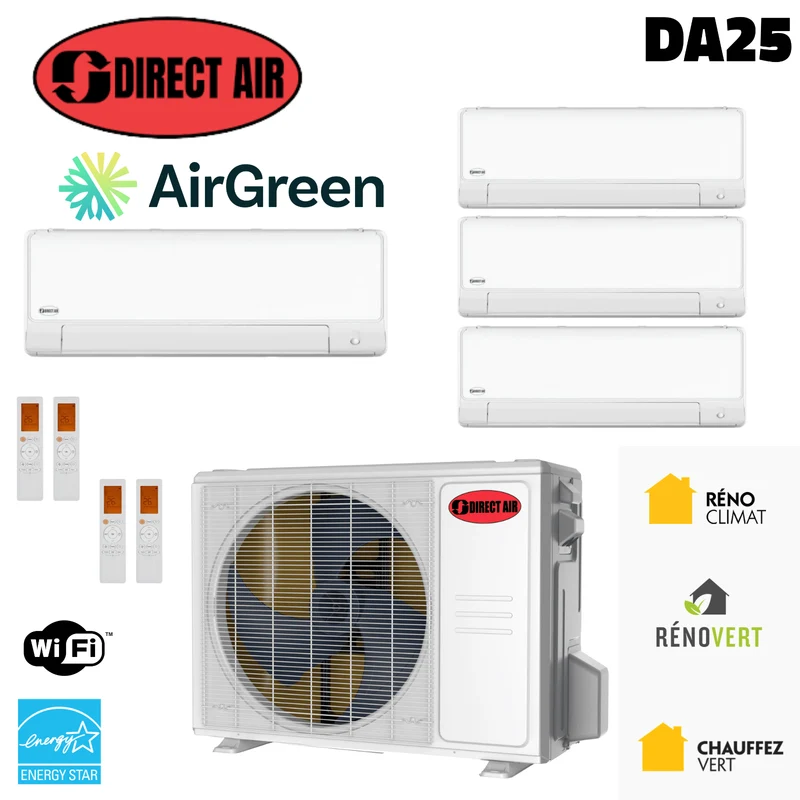 Thermopompe 4-Têtes DIRECT AIR DA25 (-25°C) | Ext : 48000 BTU