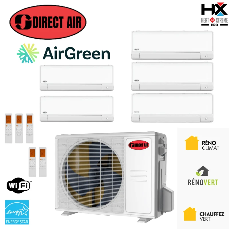 Thermopompe 5-Zones DIRECT AIR HEAT XTREME PRO (-35°C) | Ext : 48000 BTU