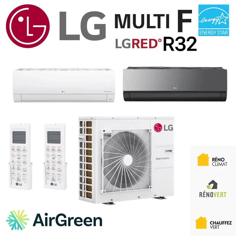 Thermopompe LG Multi F LGRED R32 | 2 Unité Intérieures - 1 Compresseur 24000 BTU
