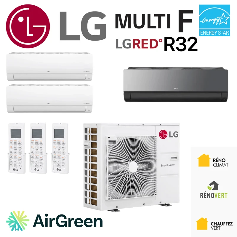 Thermopompe LG Multi F LGRED R32 | 3 Unité Intérieures - 1 Compresseur 30000 BTU
