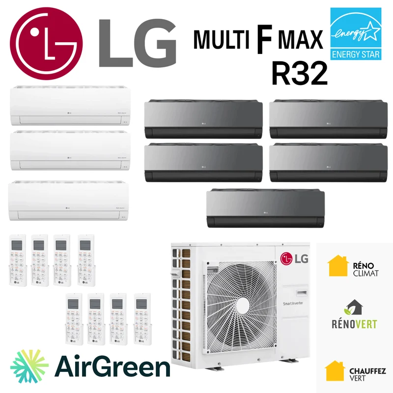 Thermopompe 8-Têtes LG MULTI F MAX R32 | Compresseur 60000 BTU