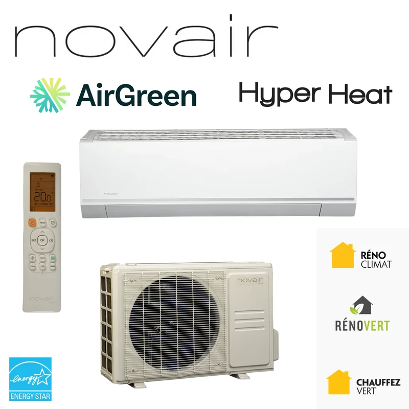 Thermopompe Air Climatisé Mural NOVAIR Hyper Heat (-35°C) | 9 000 BTU