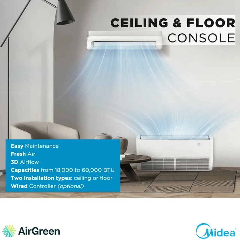 MIDEA - Console au Plafond/Sol - Thermopompe | 60 000 BTU
