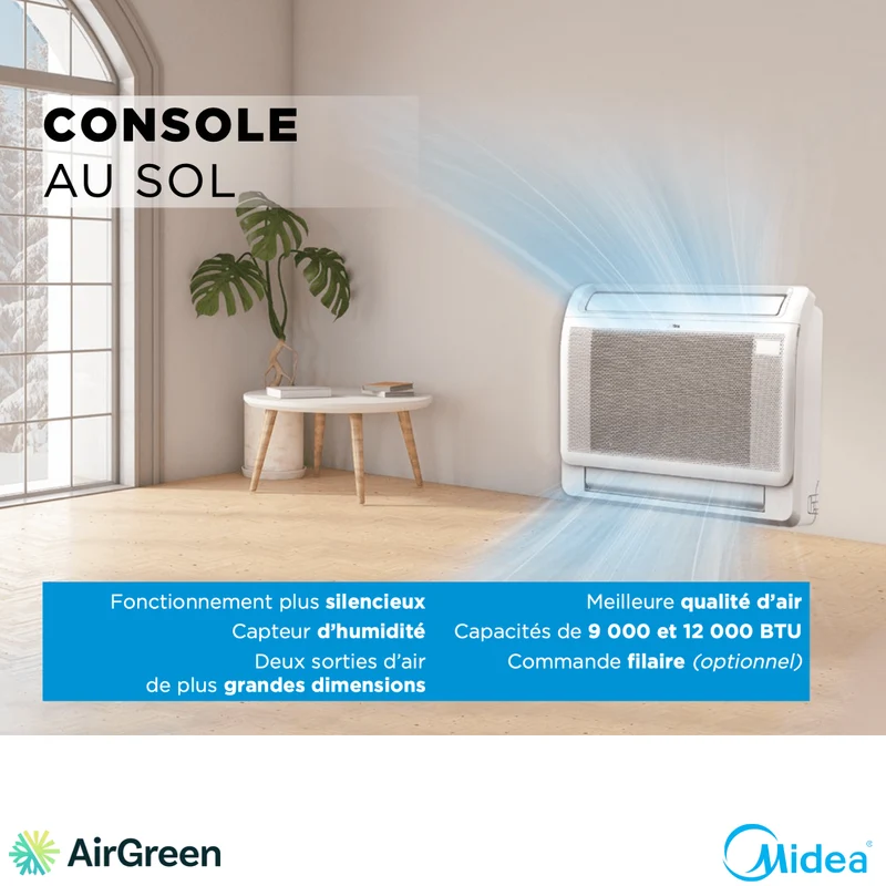 MIDEA - Console au Sol - Thermopompe | 12 000 BTU