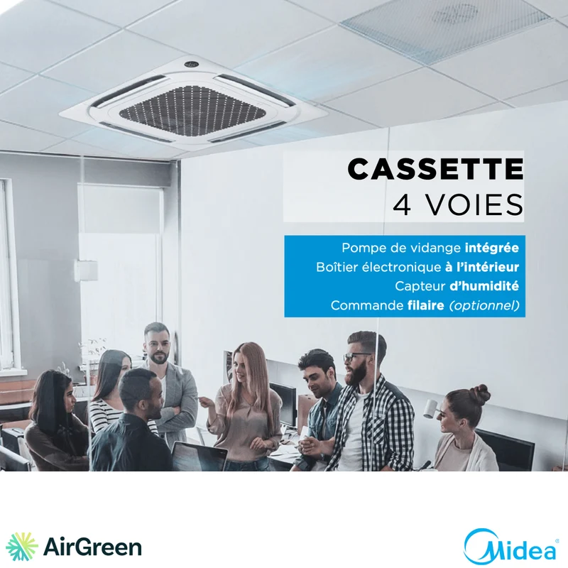 MIDEA - Cassette de Plafond 4 Voies (Thermopompe) | 18 000 BTU - R454B