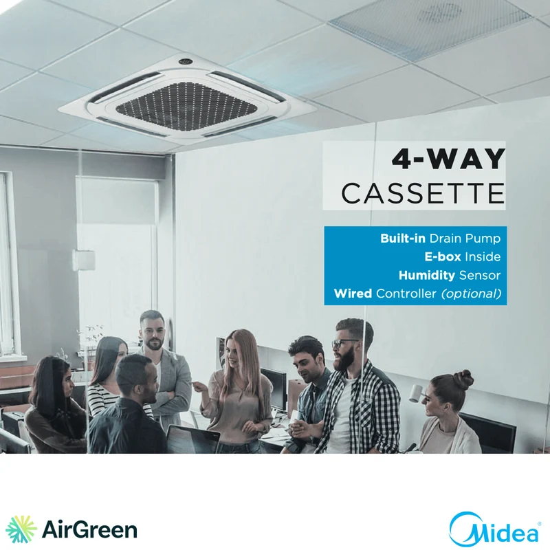 MIDEA - Cassette de Plafond 4 Voies (Thermopompe) | 9 000 BTU - R454B