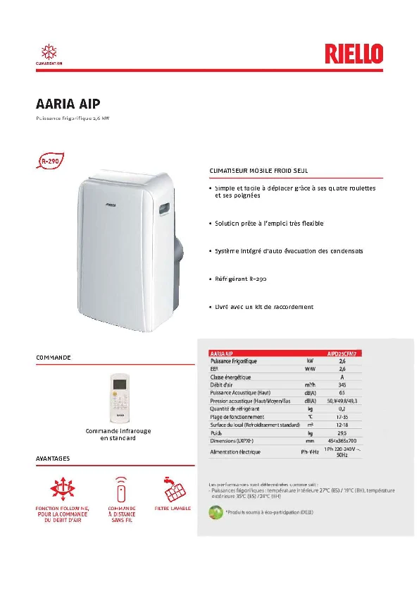 Climatiseur mobile MonClim 2,9 kW / 9000 BTU