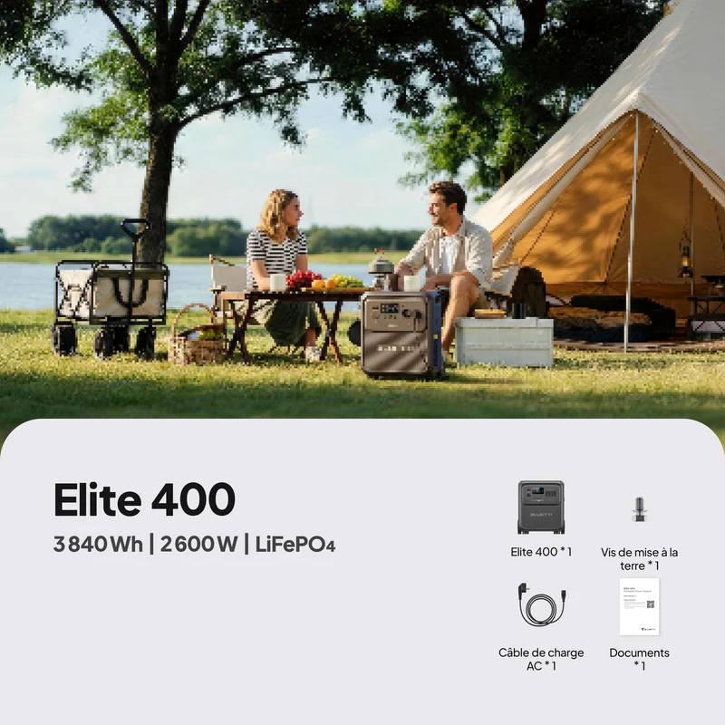BLUETTI Elite 400 Station d’alimentation portable | 2 600 W 3 840 Wh