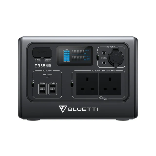 BLUETTI EB55 Station électrique portable | 700 W / 537 Wh(Prise de type UK - Adaptateur UE non fourni)