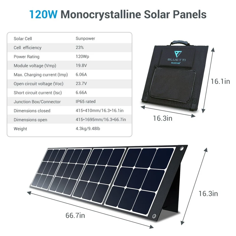 BLUETTI Série de panneaux solaires pliable