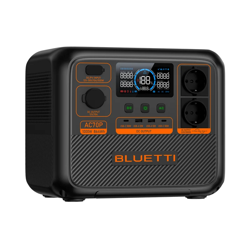 BLUETTI AC70P Station électrique portable | 1000 W / 864 Wh