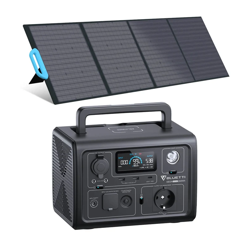 BLUETTI EB3A + PV200 Groupe Électrogène Solaire