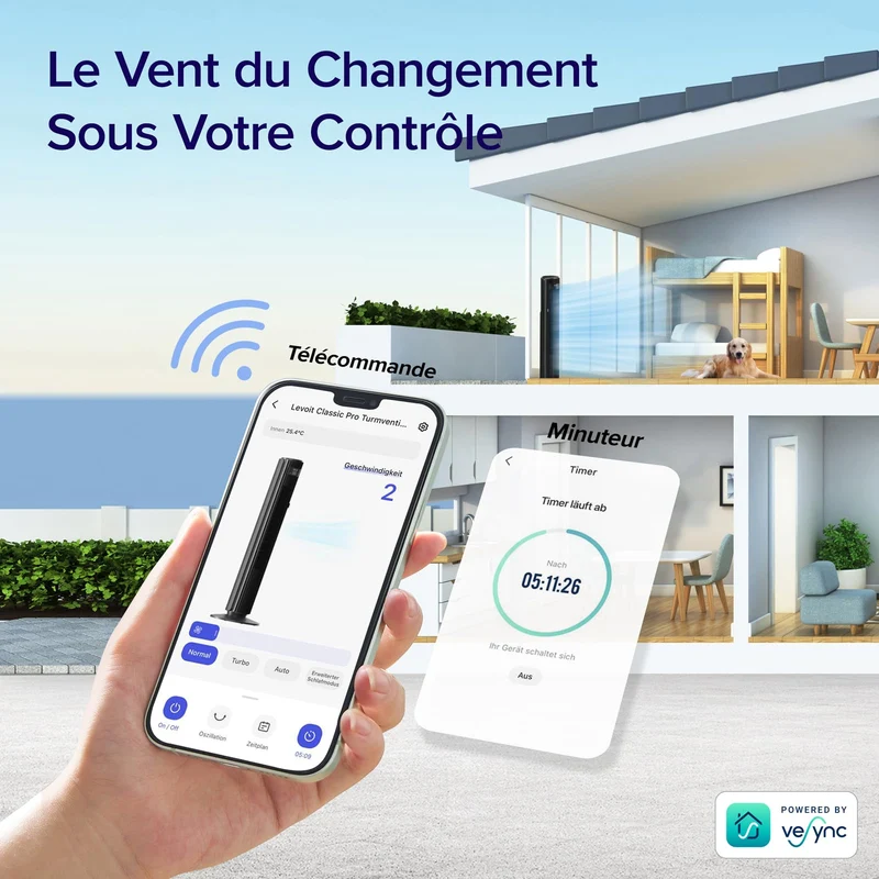 LEVOIT Ventilateur Colonne 42S DC WiFi Silencieux 25dB – Confort Intelligent