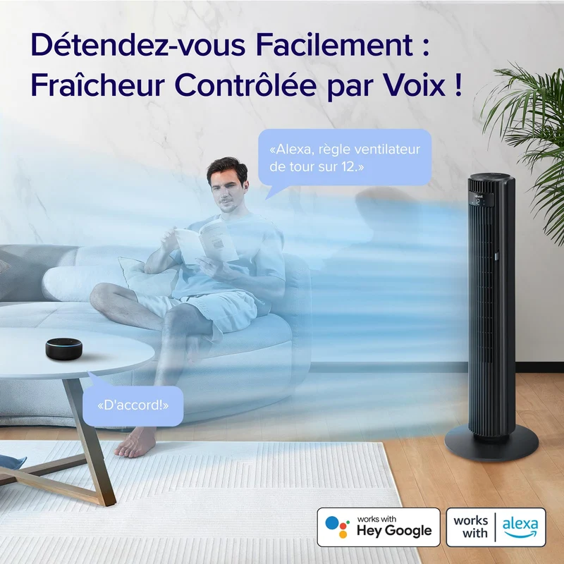 LEVOIT Ventilateur Colonne 42S DC WiFi Silencieux 25dB – Confort Intelligent