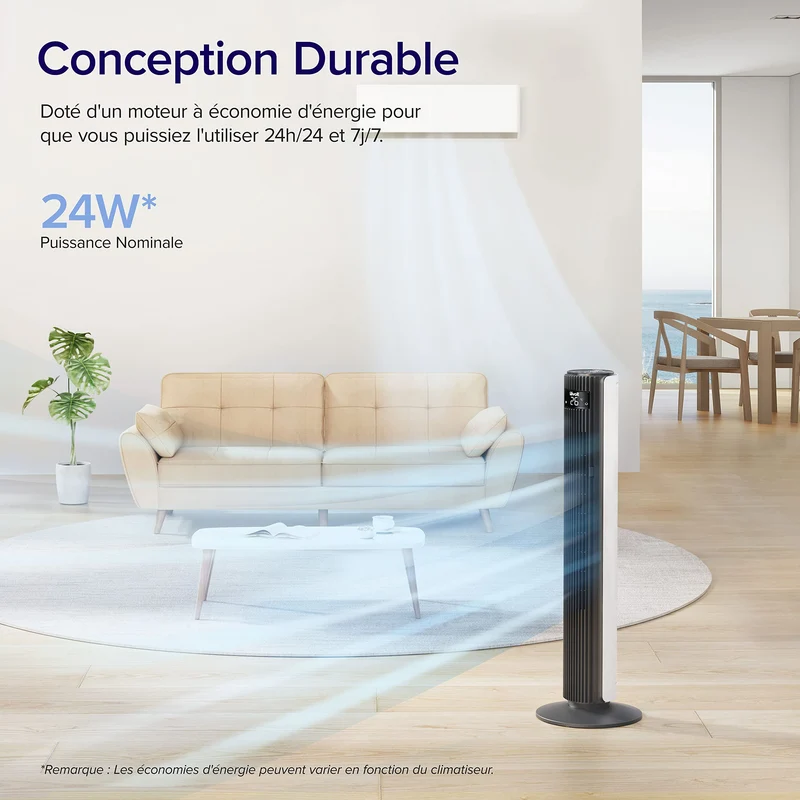 LEVOIT Ventilateur Colonne 42DC VortexAir 25dB – Idéal Grands Espaces