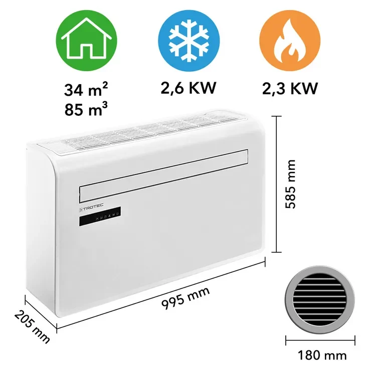 Climatiseur mural PAC-W 2650 SH avec fonction de chauffage et WiFi