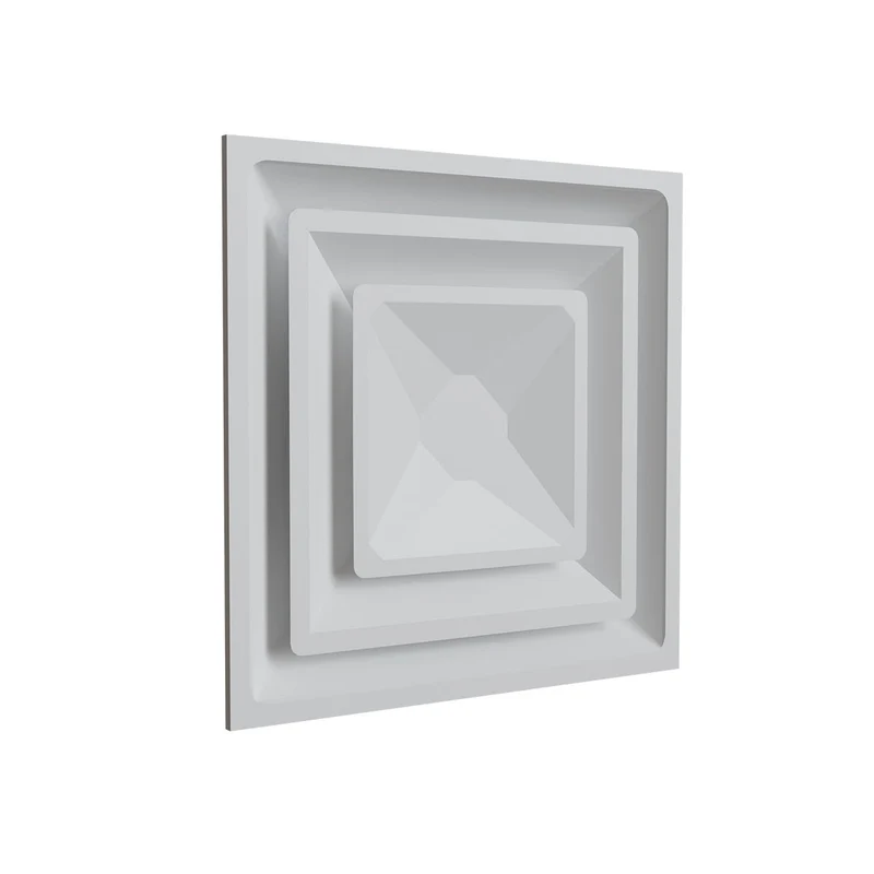 Diffuseur circulaire à déflecteurs carrés Ø 160 mm pour dalle de faux-plafond 600x600 mm