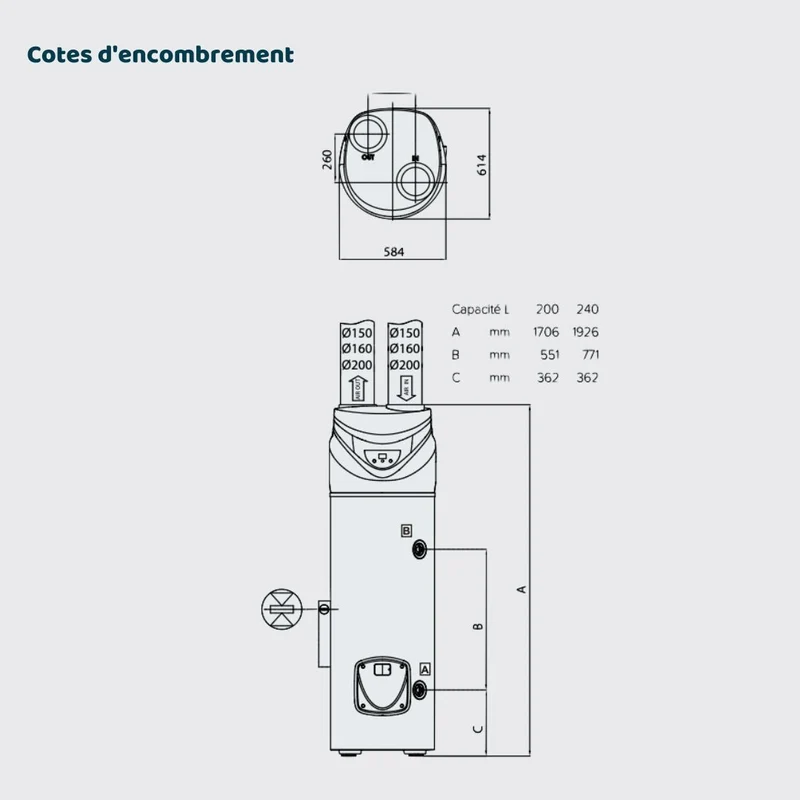 Chauffe-eau thermodynamique au sol Ariston Nuos Primo HC A+ 242 L