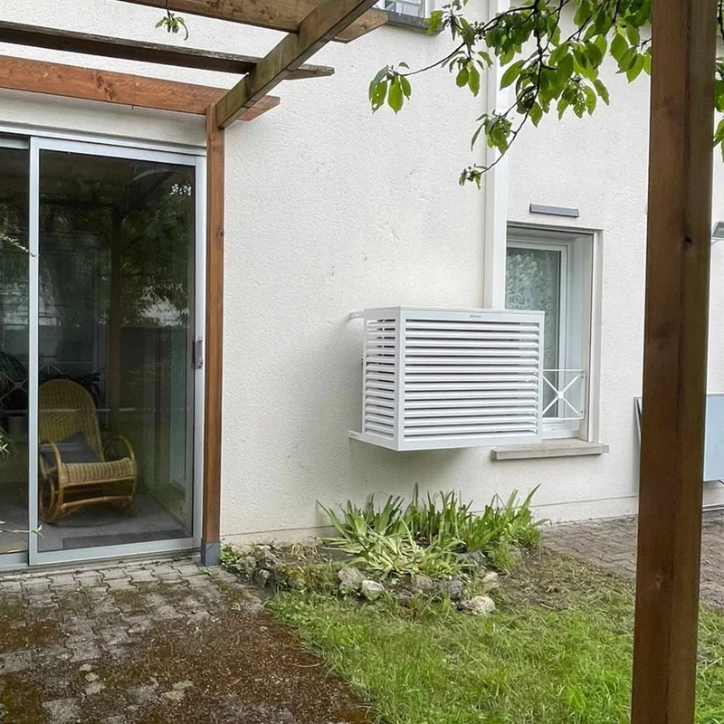 Cache climatiseur et pompe à chaleur Decoclim Alu taille S blanc RAL 9010