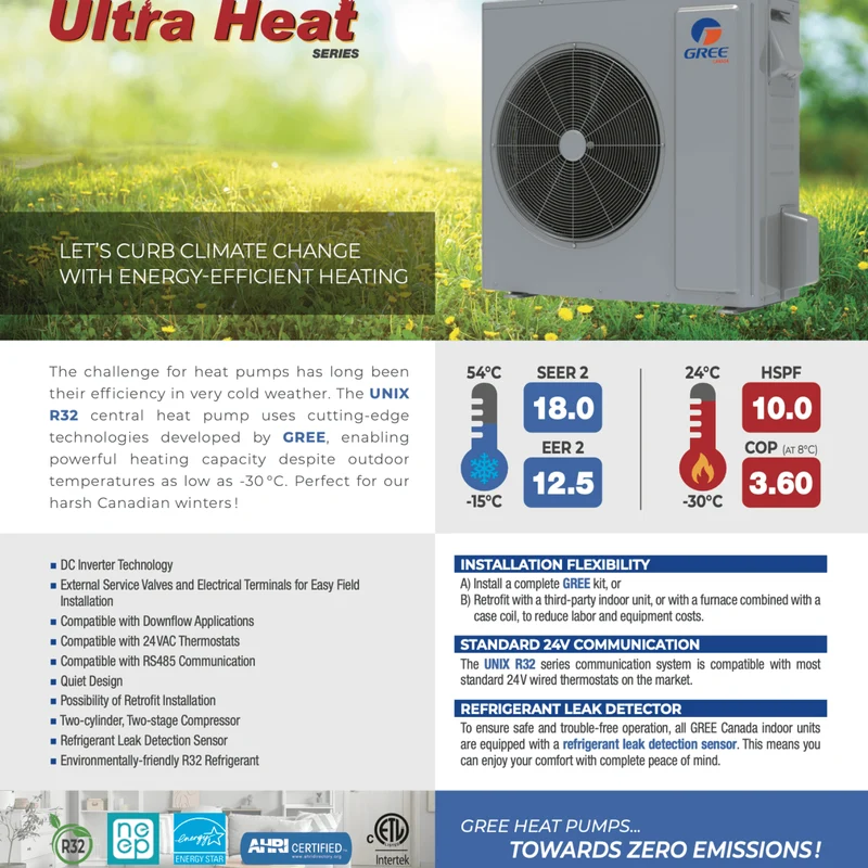 Thermopompe Centrale "ADD-ON" GREE UNIX R32 | 5T | Serpentin en caisson