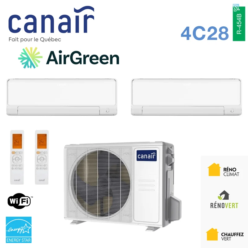 Thermopompe CANAIR 4C28 - R454B | 2-Zones - 36 000 BTU Extérieur