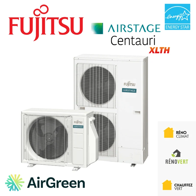Thermopompe centrale FUJITSU CENTAURI XLTH R32 | -30°C | 4 Tonnes - 48000 BTU