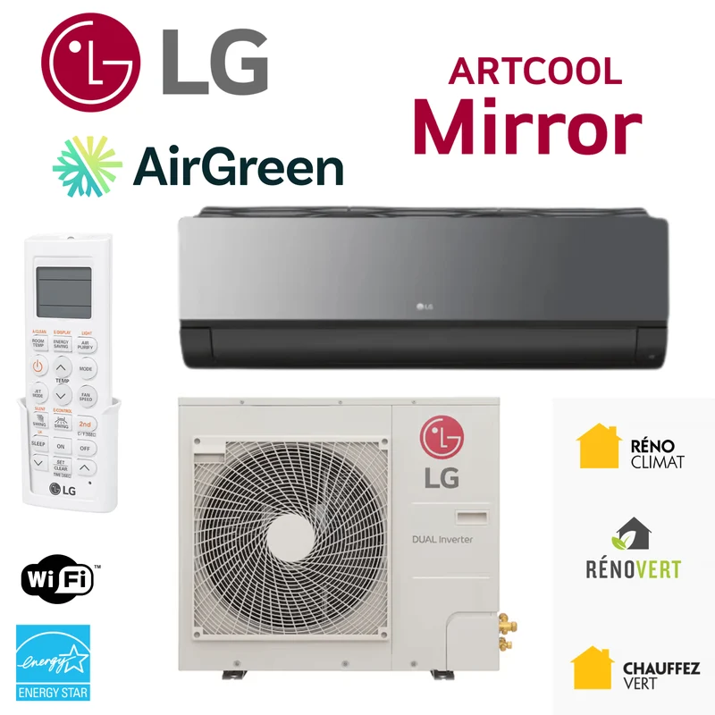 Mini Split LG ARTCOOL MIROIR (Noir) | R32 | 12000 BTU