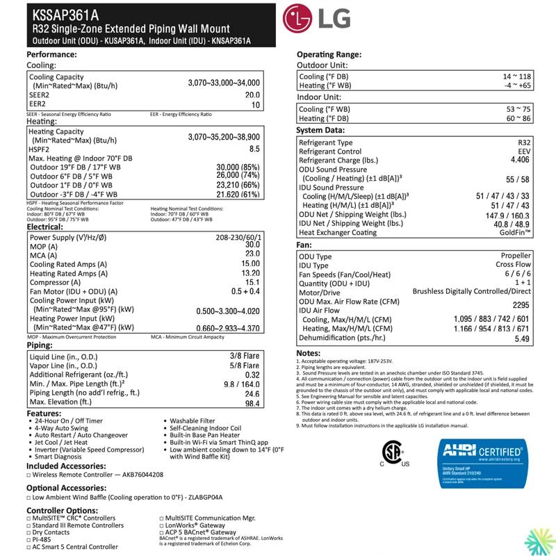 Thermopompe LG DUALCOOL R32 | 36000 BTU | Laval